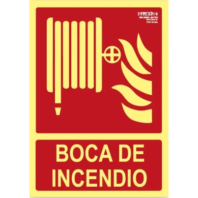 Señal boca de incendios homologada clase B 29,7 x 21cm PVC