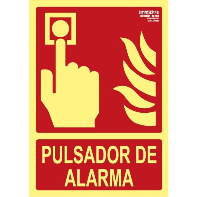 Señal pulsador de alarma clase B 29,7 x 21cm PVC