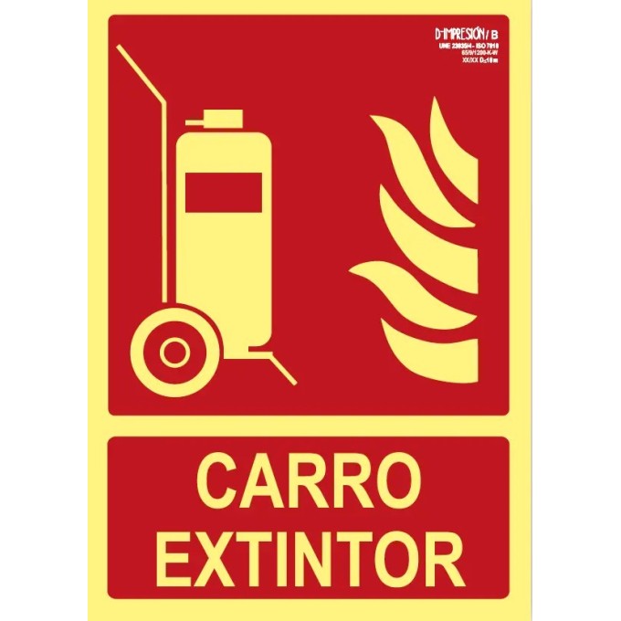 Señal carro extintor clase B 29,7 x 21cm PVC