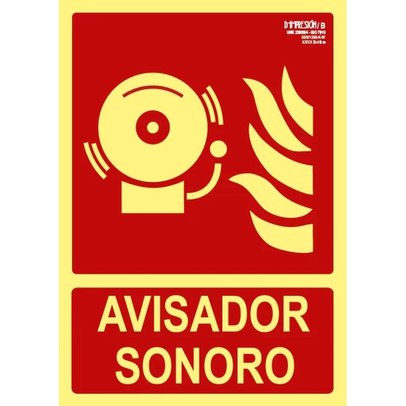 Señal avisador sonoro clase B 29,7 x 21cm PVC