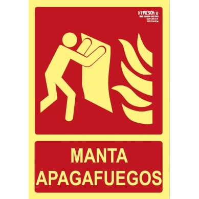 Señal manta apagafuegos clase B 29,7 x 21cm PVC