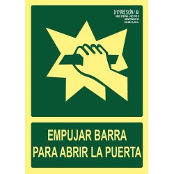 Señal empujar barra para abrir la puerta clase B 29,7 x 21cm PVC