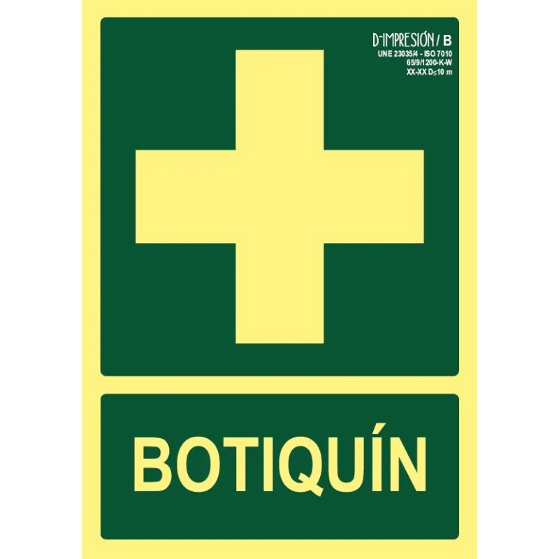 Señal botiquin clase B 29,7 x 21cm PVC