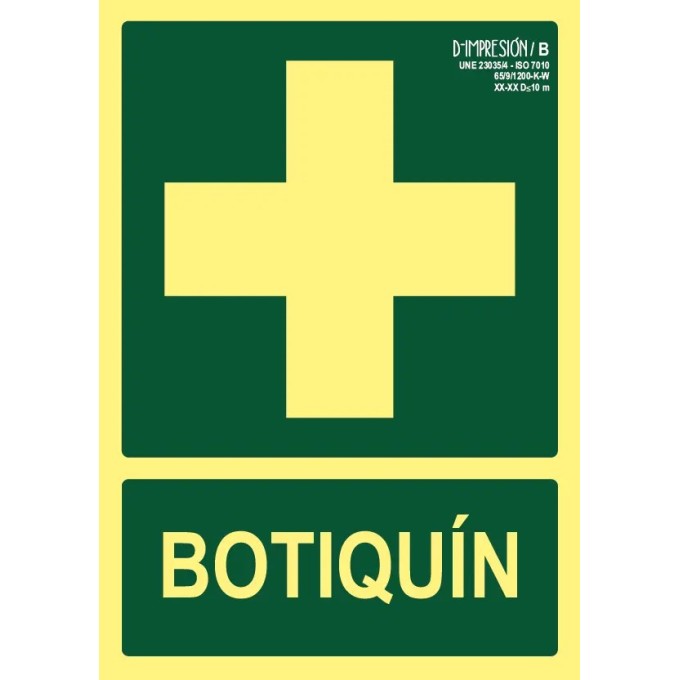 Señal botiquin clase B 29,7 x 21cm PVC