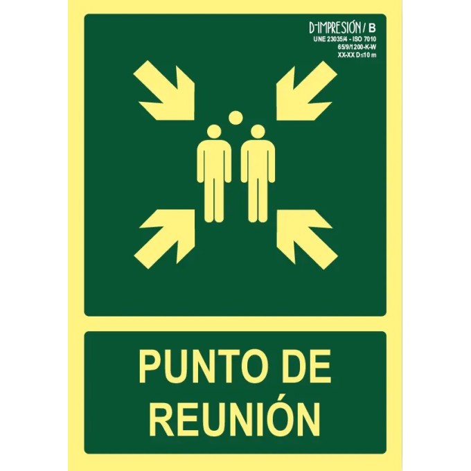 Señal punto de reunion clase B 29,7 x 21cm PVC