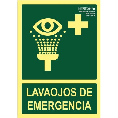 Señal lavaojos de emergencia clase B 29,7 x 21cm PVC