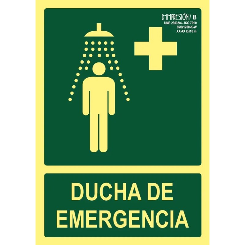 Señal ducha de emergencia clase B 29,7 x 21cm PVC