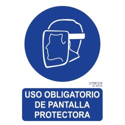 Señal uso obligatorio de pantalla protectora ISO 7010 29,7x 21cm PVC