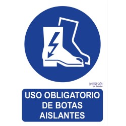 Señal uso obligatorio de botas aislantes ISO 7010 29,7x 21cm PVC