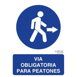 Señal via obligatoria para peatones derecha ISO 7010 29,7x 21cm PVC