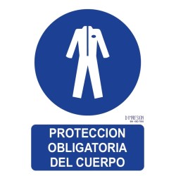 Señal protección obligatoria de cuerpo ISO 7010 29,7x 21cm PVC