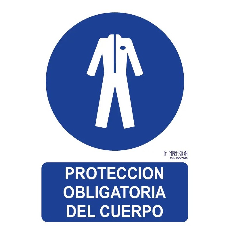 Señal protección obligatoria de cuerpo ISO 7010 29,7x 21cm PVC