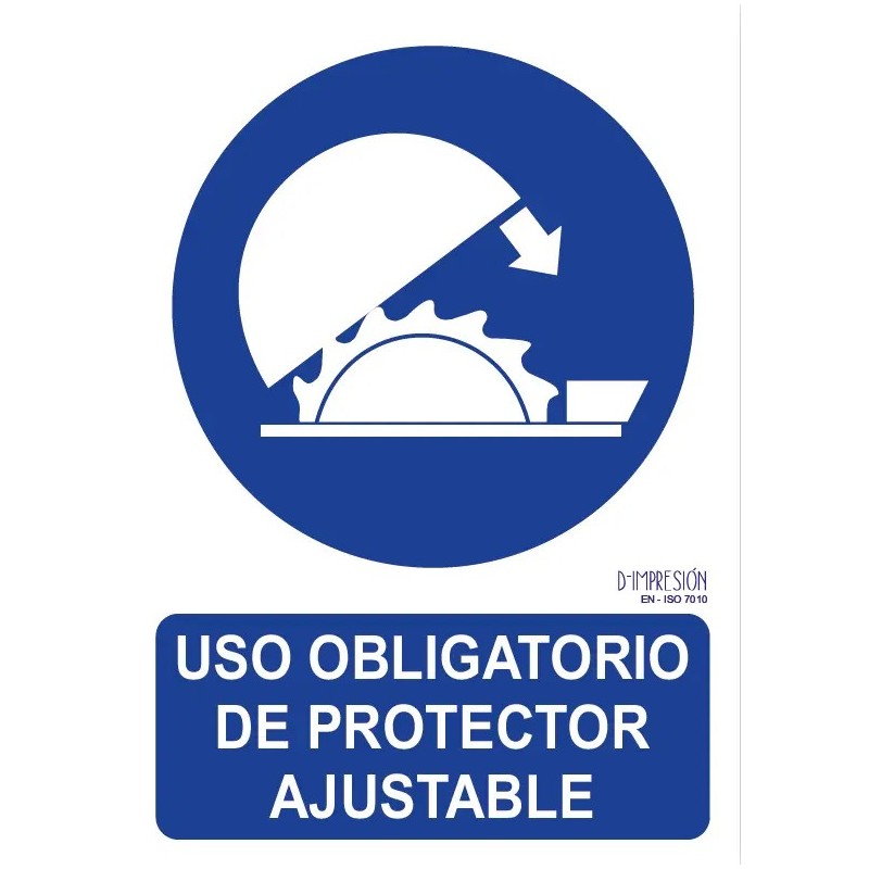 Señal uso obligatorio de protector ajustable ISO 7010 29,7x 21cm PVC