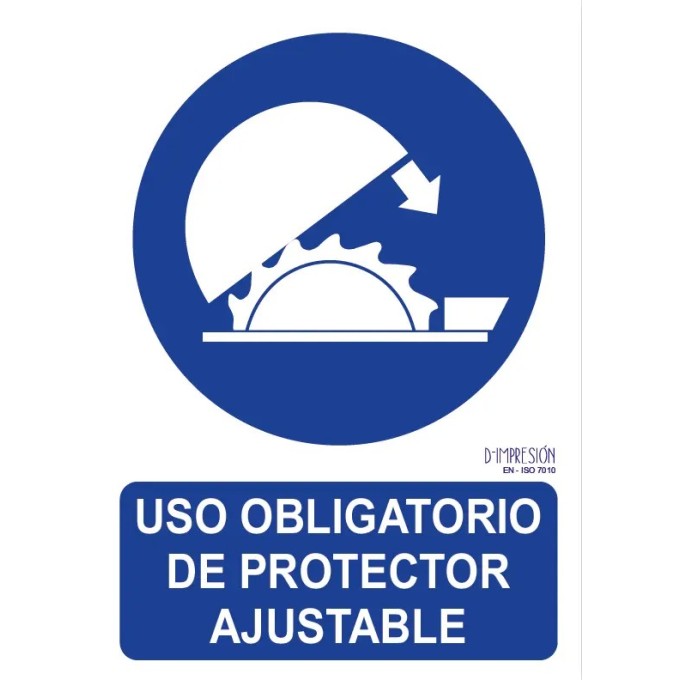 Señal uso obligatorio de protector ajustable ISO 7010 29,7x 21cm PVC