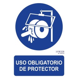 Señal uso obligatorio de protector ISO 7010 29,7x 21cm PVC