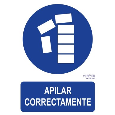 Señal apilar correctamente ISO 7010 29,7x 21cm PVC