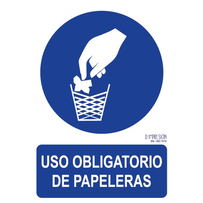 Señal uso obligatorio de papeleras ISO 7010 29,7x 21cm PVC