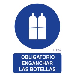 Señal obligatorio enganchar las botellas ISO 7010 29,7x 21cm PVC