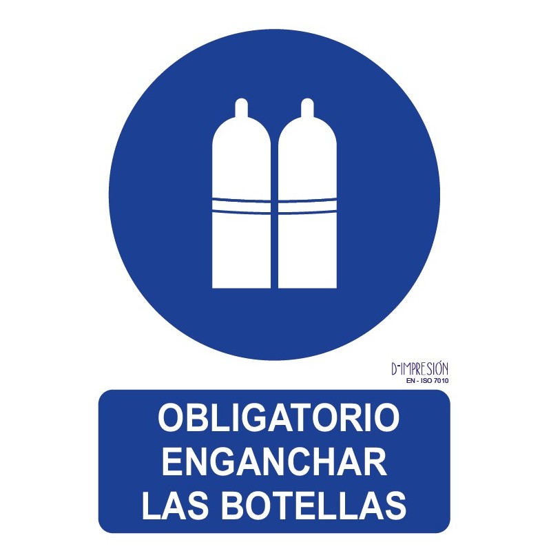 Señal obligatorio enganchar las botellas ISO 7010 29,7x 21cm PVC