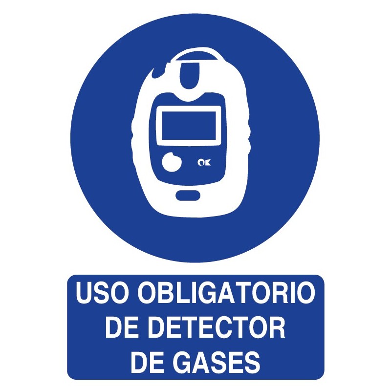 Señal uso obligatorio de detector de gases ISO 7010 29,7x 21cm PVC