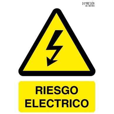 Señal riesgo electrico ISO 7010 29,7x 21cm PVC