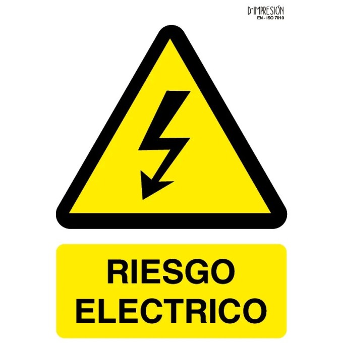 Señal riesgo electrico ISO 7010 29,7x 21cm PVC