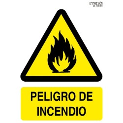 Señal peligro de incendio ISO 7010 29,7x 21cm PVC