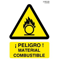 Señal peligro material combustible ISO 7010 29,7x 21cm PVC