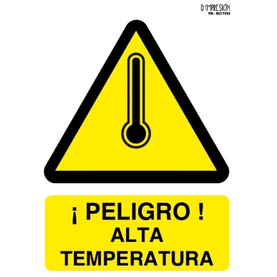 Señal peligro alta temperatura ISO 7010 29,7x 21cm PVC