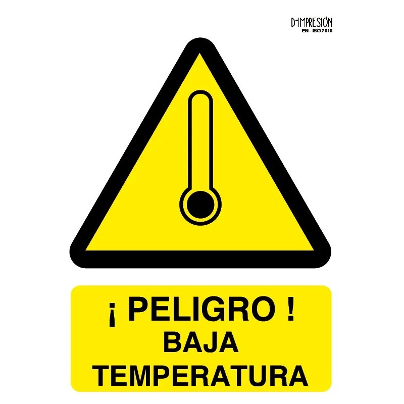 Señal peligro baja temperatura ISO 7010 29,7x 21cm PVC