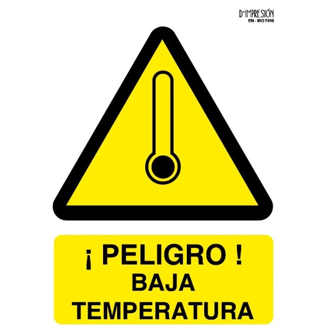 Señal peligro baja temperatura ISO 7010 29,7x 21cm PVC