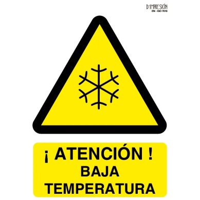 Señal atención baja temperatura ISO 7010 29,7x 21cm PVC