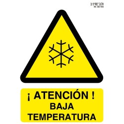 Señal atención baja temperatura ISO 7010 29,7x 21cm PVC