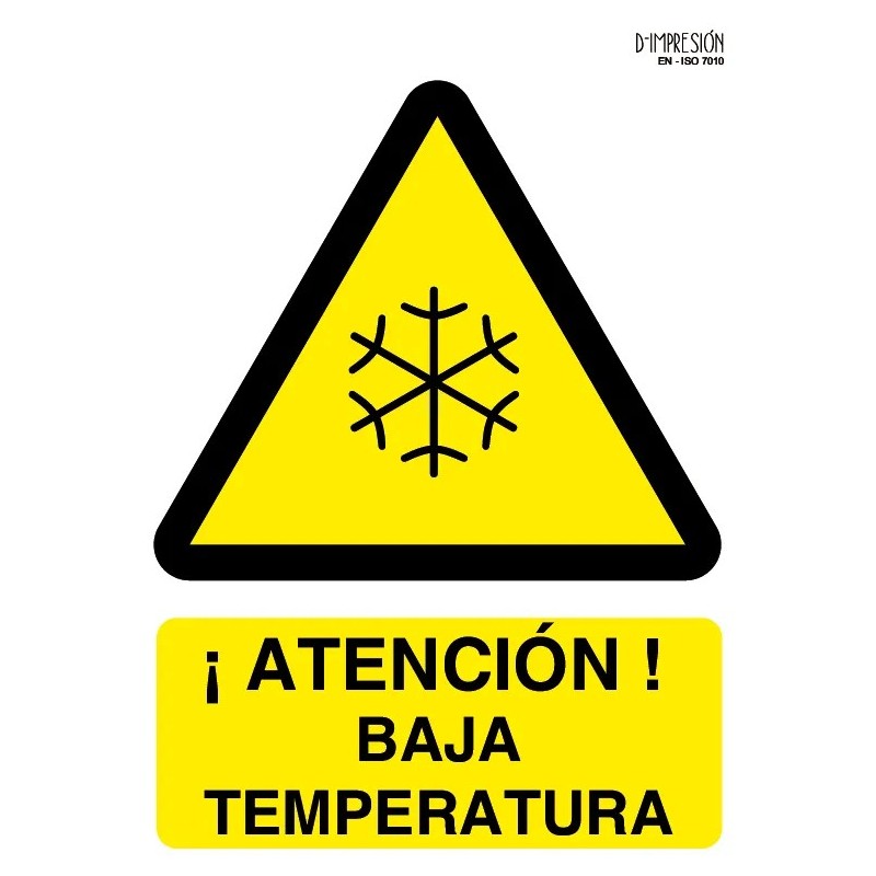 Señal atención baja temperatura ISO 7010 29,7x 21cm PVC