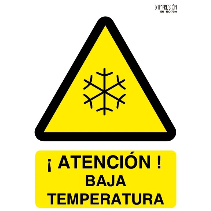 Señal atención baja temperatura ISO 7010 29,7x 21cm PVC