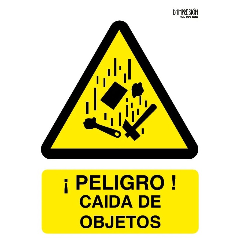 Señal peligro caída de objetos ISO 7010 29,7x 21cm PVC