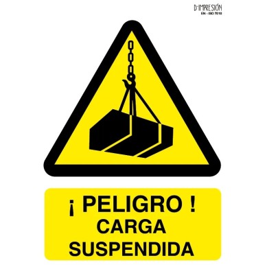 Señal peligro carga suspendida ISO 7010 29,7x 21cm PVC