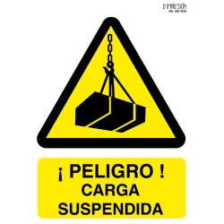 Señal peligro carga suspendida ISO 7010 29,7x 21cm PVC