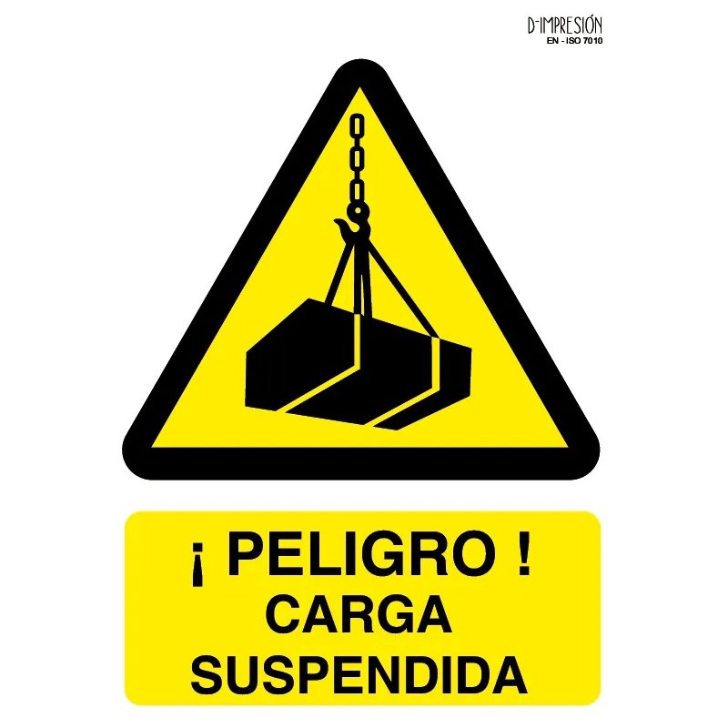 Señal peligro carga suspendida ISO 7010 29,7x 21cm PVC