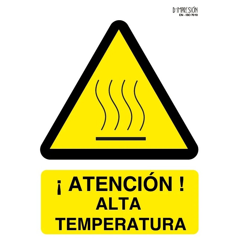 Señal atención alta temperatura ISO 7010 29,7x 21cm PVC