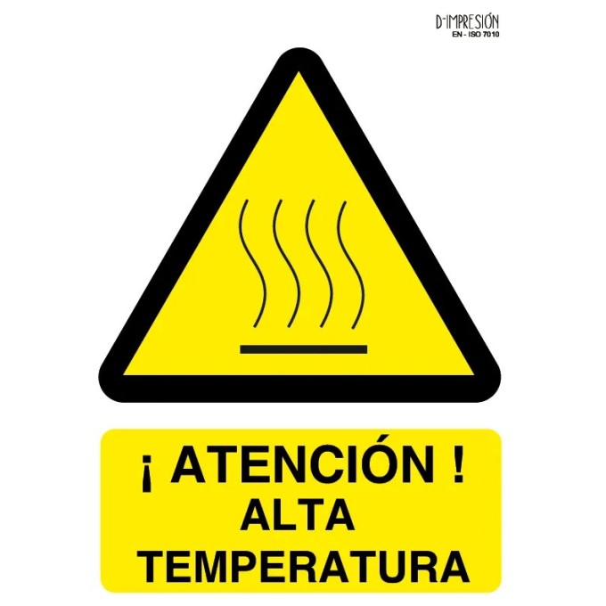 Señal atención alta temperatura ISO 7010 29,7x 21cm PVC