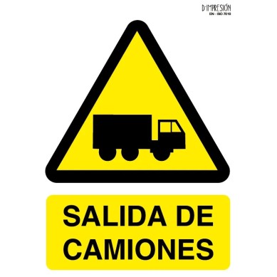 Señal salida de camiones ISO 7010 29,7x 21cm PVC