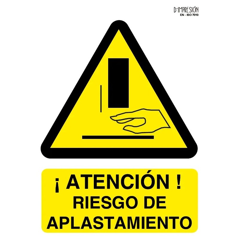 Señal riesgo de aplastamiento ISO 7010 29,7x 21cm PVC