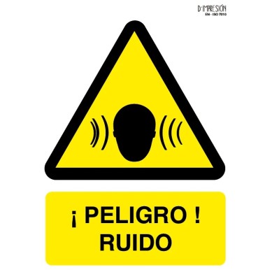 Señal peligro ruido ISO 7010 29,7x 21cm PVC