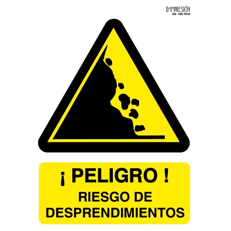 Señal peligro riesgo de desprendimiento ISO 7010 29,7x 21cm PVC