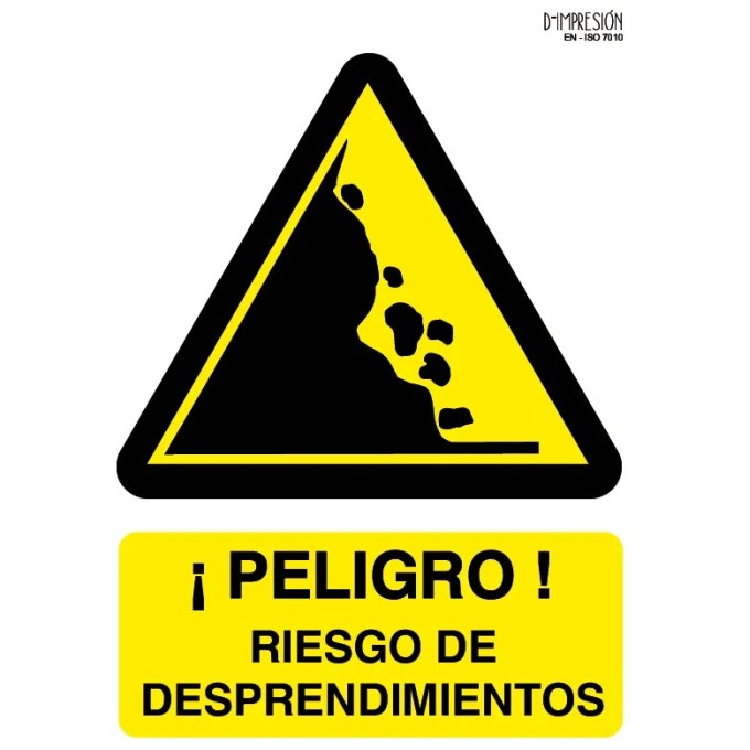 Señal peligro riesgo de desprendimiento ISO 7010 29,7x 21cm PVC