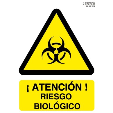 Señal atención riesgo biológico ISO 7010 29,7x 21cm PVC