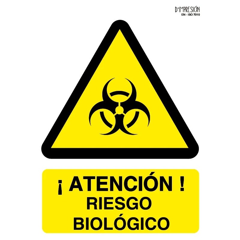 Señal atención riesgo biológico ISO 7010 29,7x 21cm PVC