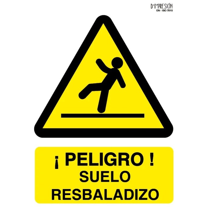 Señal peligro suelo resbaladizo ISO 7010 29,7x 21cm PVC