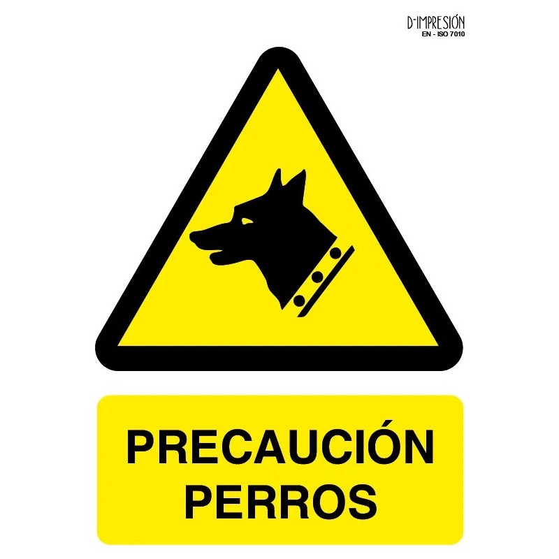 Señal precaución perros ISO 7010 29,7x 21cm PVC